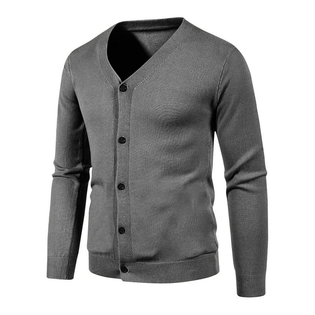 Men's Solid Color Button Front Knit Cardigan With Pockets, Lightweight Casual Sweater Jacket For Winter, Daily, And Party Wear