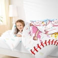 thumbnail image 3 of Castle Fairy Sport Baseball Initial M Queen Bedding 7pcs, Blue Ice Cream Drip Bedding Comforter Set Queen, Pink Blue White, 3 of 7