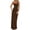 Brown, variant on Women's Sexy Halter Neck Backless Satin Maxi Dress High Split Graduation Evening Gown