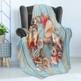 thumbnail image 4 of Letter B Soft Flannel Fleece Throw Blanket, Alphabet ABC Ocean Theme Elements Starfish Seashell Pale Color, Cozy Plush for Indoor and Outdoor Use, 70" x 90", Dark Coral Pale Blue, by Ambesonne, 4 of 5