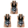 thumbnail image 1 of Wosthever Traje de baño de mujer Traje de baño acolchado Traje de baño de vacaciones Negro + Flor negra L Negro+Flor Negra L 3piezas Wosthever CBP218391, 1 of 6