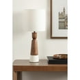 thumbnail image 2 of Kate and Laurel Deori Modern Mango Wood and Marble Bedside Table Lamp, 8 x 8 x 20, Walnut Brown and White Marble, Decorative Tapered Hourglass Tabletop Desk Lamp with Linen Shade for Living Room Decor, 2 of 10