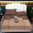 thumbnail image 6 of Xoenoiee Beagle Dog Paw Print 3 Piece Sheet Set Includes 1 Fitted Sheet and 2 Pillowcases, Soft and Breathable Microfiber Bed Sheets with Deep Pocket for Bedroom Decor, King Size, 6 of 7