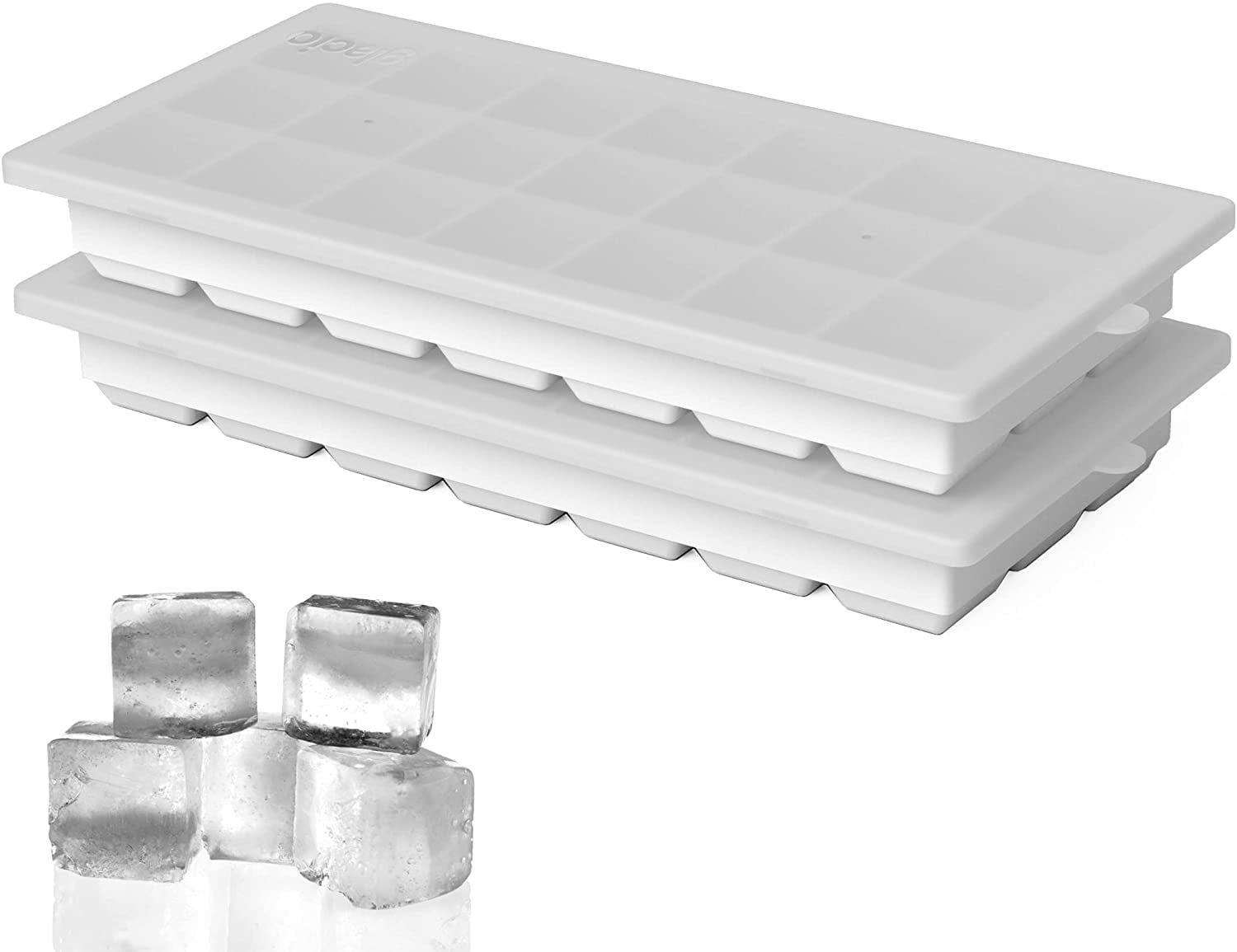 glacio Small Ice Cube Silicone Trays Covered Flexible Ice Molds with