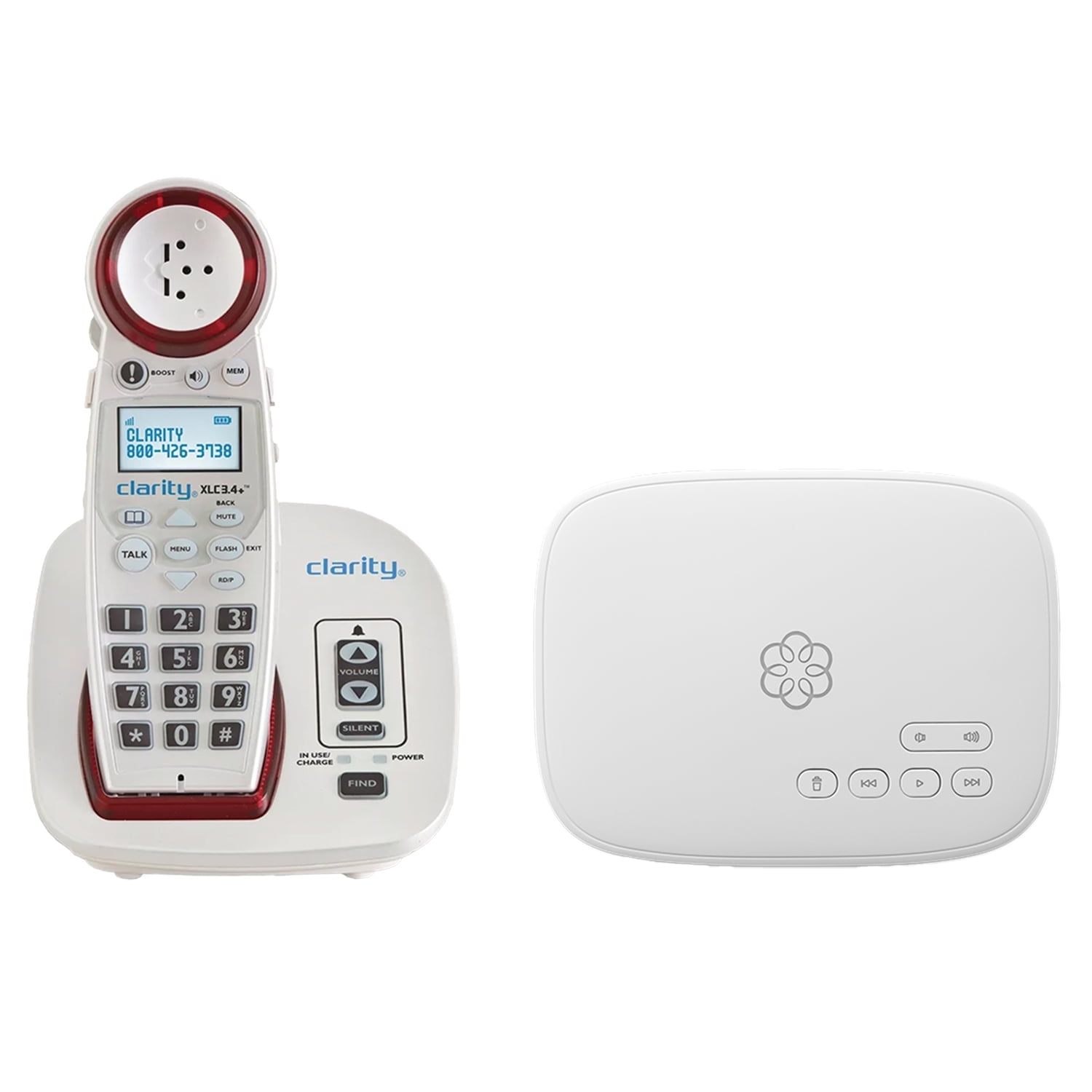 Ooma Telo with Clarity XLC3.4+ Amplified Cordless Phone Service Bundle with 24/7 Concierge Plan. Personal Setup Assistance, Visual Ringer, Address-Based 911 & Text alerts, Robocall Blocking