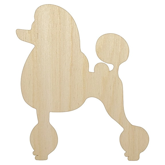 Standard Poodle Dog Solid Wood Shape Unfinished Piece Cutout Craft DIY Projects - 4.70 Inch Size - 1/8 Inch Thick