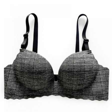 

Wuffmeow Seamless Women Bras Push Up Wire Free Adjustable Sexy Straps Bright Summer Lingerie Bras Breathable Underwear Black 32B