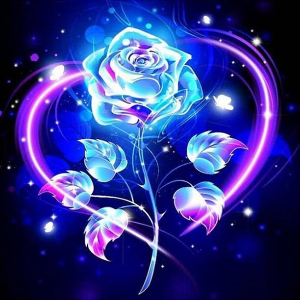 Cuadros Decorativos Pintado a mano sobre lienzo DIY pintura al óleo de rosa azul por números Kit de dibujo adornos Likrtyny embutido en tela