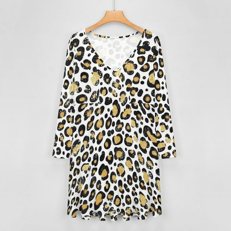 Leopard Spots in Black And Gold Long Sleeve Dresses For Women Vintage Elegant Party Dress Oversized V-neck Dress S-8XL - Walmart.com Leopard Spots in Black And Gold Long Sleeve Dresses For Women Vintage Elegant Party Dress Oversized V-neck Dress S-8XL - Walmart.com