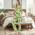 thumbnail image 2 of Yuyamidu Pickled Cucumber Women's 2-Piece Pajama Set Short Sleeve Nightshirt & Sleep Pants Soft Comfy PJs Loungewear, Green, 2 of 7