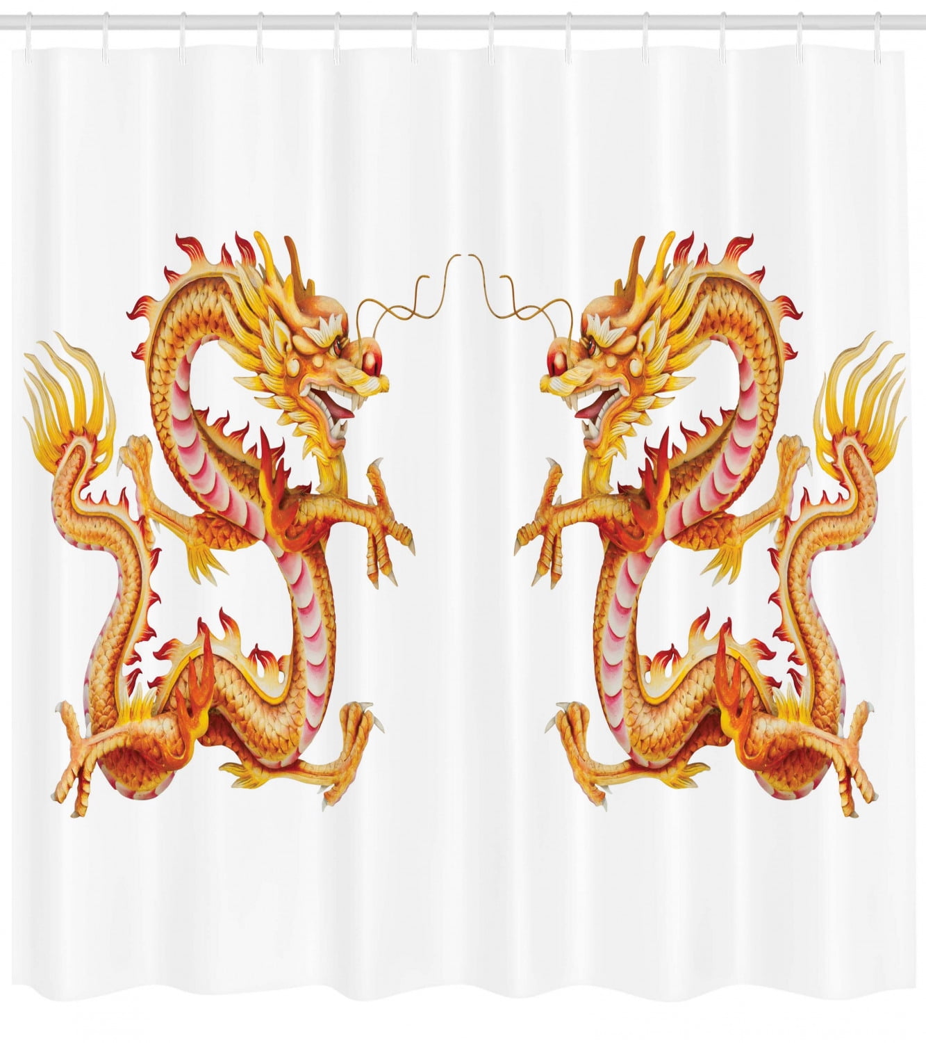 Dragon Shower Curtain Twin Fire Zodiac Statues Asian Art Twin Fire Dragon Zodiac Statues