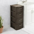 thumbnail image 2 of Stylish and Durable Weave Pattern Plastic Drawers 4-Drawer Tower, Ideal for Open Storage Needs, Espresso, 2 of 6