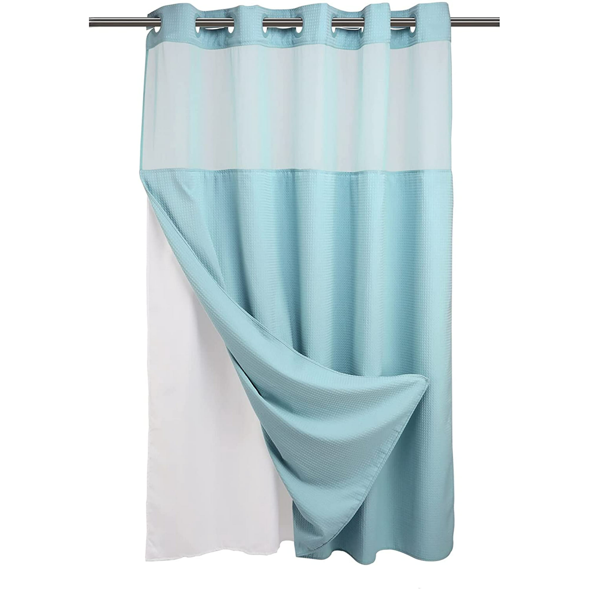 Waffle Weave Shower Curtain, Split Shower Curtain Liner