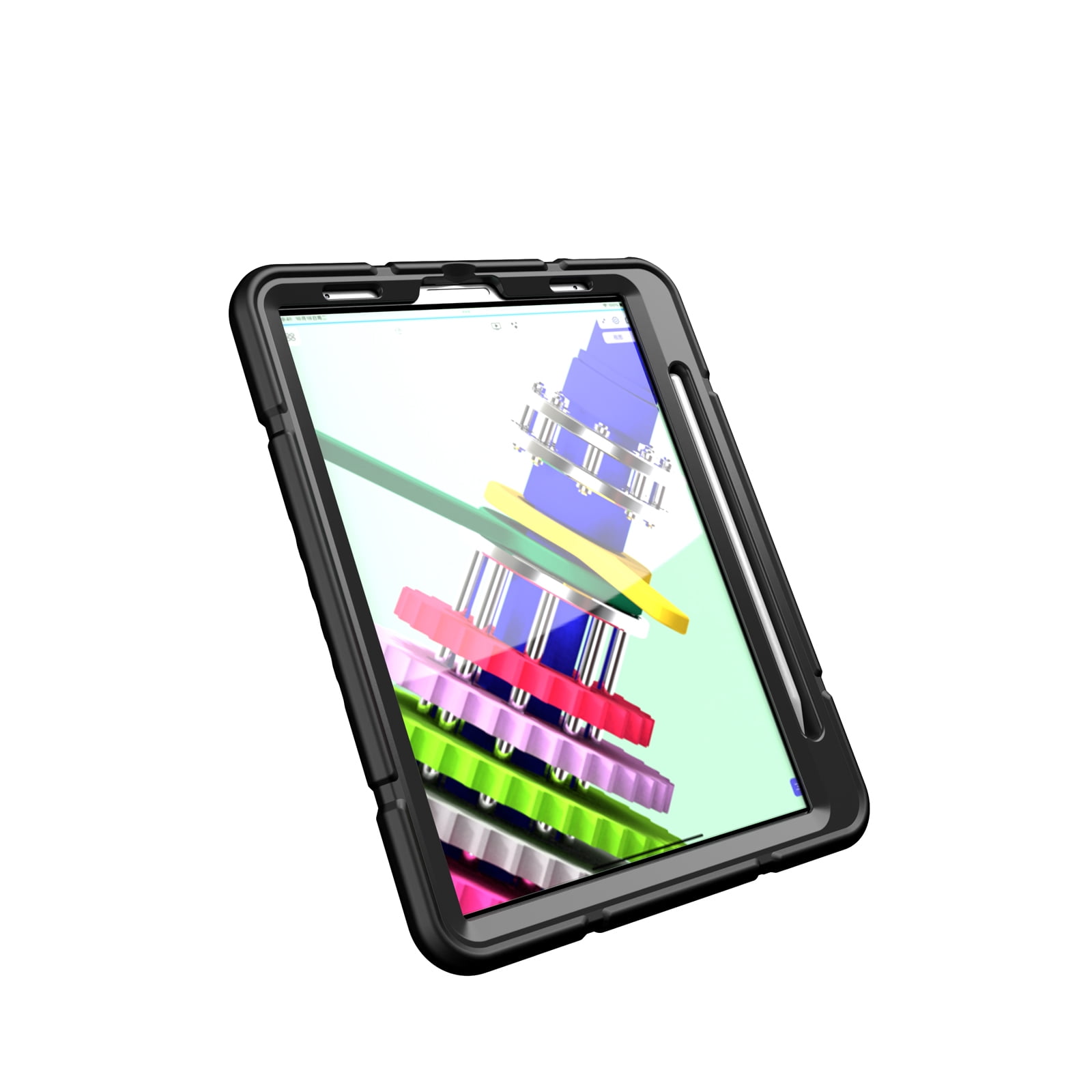 Allytechgroup Case for Apple iPad Air 11 Inch M4 M3 M2 2026/2025/2024, Rugged Tablet Case with Kickstand Pencil Holder Logo Hole Kids Friendly TPU + PC Cover, Black