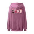 thumbnail image 5 of Fiaer,Womens Loose Fit Hoodies,Women's Plus Size Printed V Neck Hooded Sweatshirts,Ladies Casual Trendy Long Sleeve Hooded Pullovers Pink S, 5 of 5