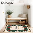 thumbnail image 3 of ODIKA 5'x7' Machine Washable Non-Slip Area Rug, Festive Holly Wreath Welcome Doormat High Traffic Rug with Pad, Green, 609456, 3 of 8