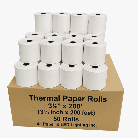 3  1/8 x 200 Thermal Paper Rolls (50 counts)