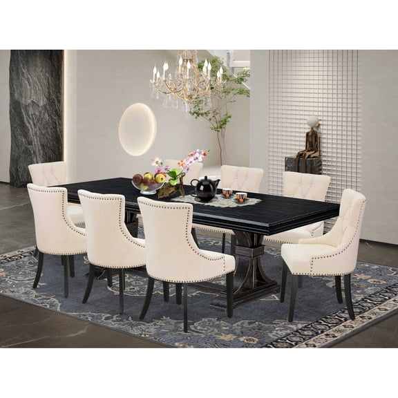 East West Furniture Northcliffe 9-Piece Dining Set in Black Finish
