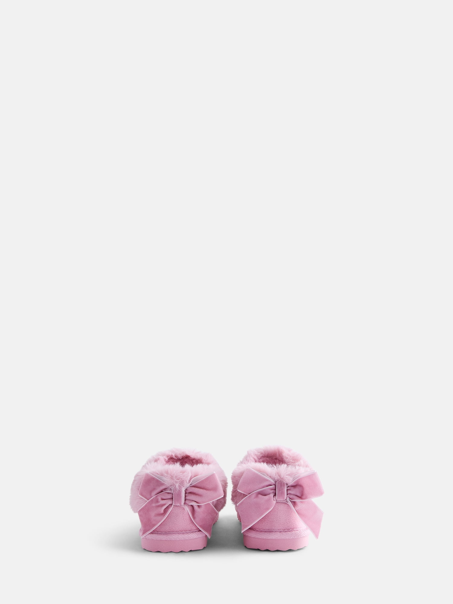 Wonder Nation Baby, Toddler, Little and Big Girls Faux Fur Trim Slippers