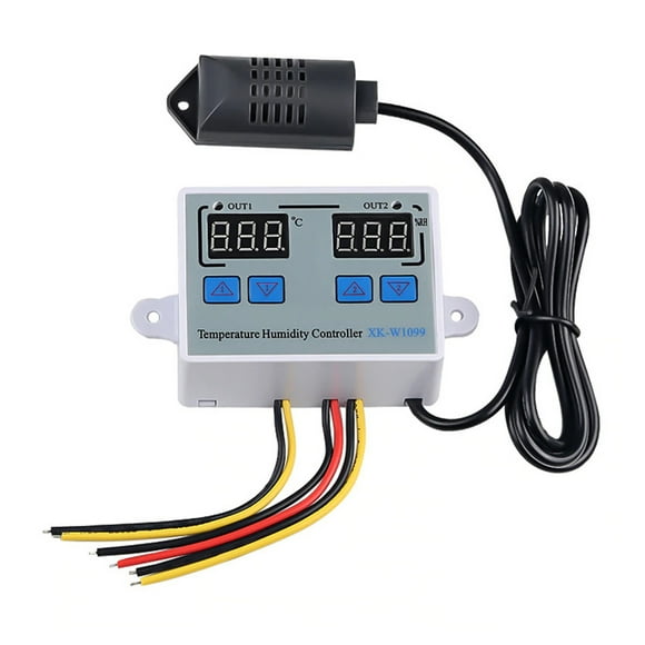 Amdohai Dual Digital Temperature Humidity Controller Home Fridge Thermostat Humidistat Thermometer Hygrometer XK-W1099 DC12V