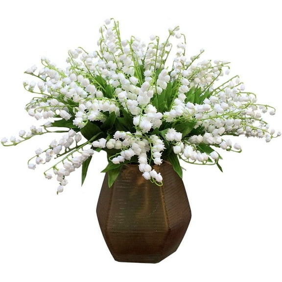 12/24 Pcs Artificial Flowers Wind Chime Orchid Fake Lily of The Valley Wedding Holding Flowers Bouquet Home Garden Wedding Party Office Decoration