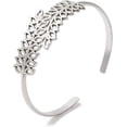 thumbnail image 3 of Non-Tarnish 304 Stainless Steel Leaf Open Cuff Bangles Jewelry for Women Stainless Steel Color Inner Diameter: 2-1/8 inch(5.4cm), 3 of 3