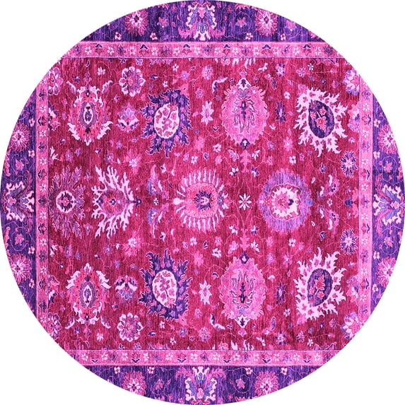 Ahgly Company Indoor Round Oriental Pink Traditional Area Rugs, 8' Round