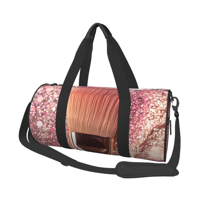 Easygdp Makeup Brush on Pink Glitter Bolsa de Viaje, Bolsa de Mano, Bolsa de Gimnasio, Bolsa de Equipaje para Viaje