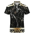 thumbnail image 4 of Black Gold Marble Pattern Men Zipper T-shirt Summer Casual Short Sleeve T-shirt Top, 4 of 7