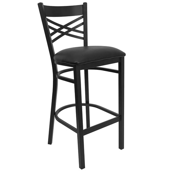 Bowery Hill 31" Black Back Metal Bar Stool in Black