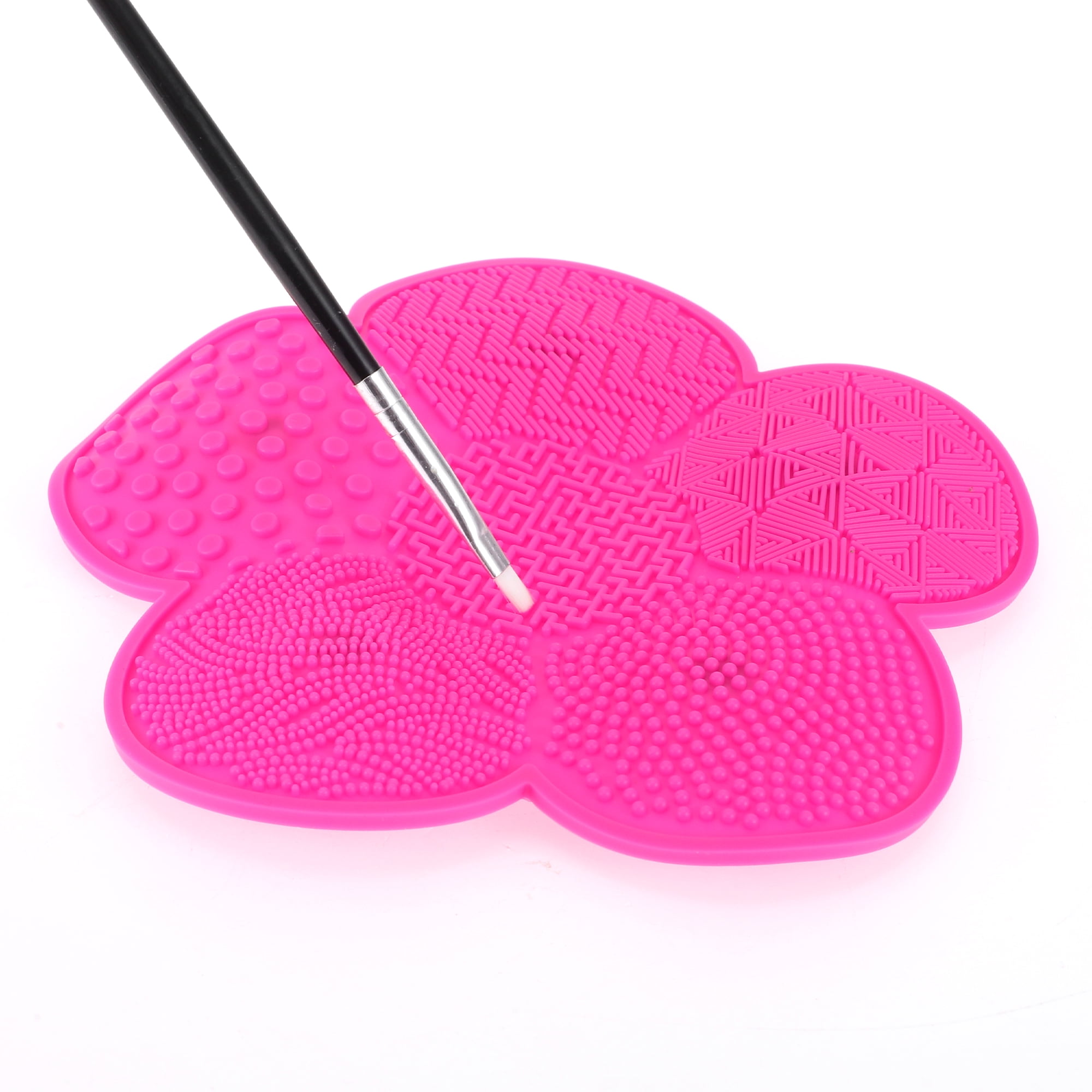 Unique Bargains 1Pc Durable Flower Shaped Makeup Sponge Brush Cleaner Rose Red