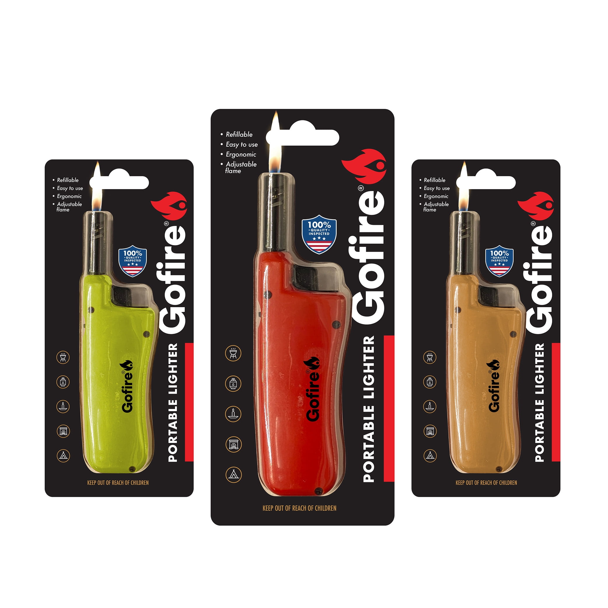 Gofire Mini Refillable BBQ Lighter with Child-Resistant Lock and Extended Metal Nozzle