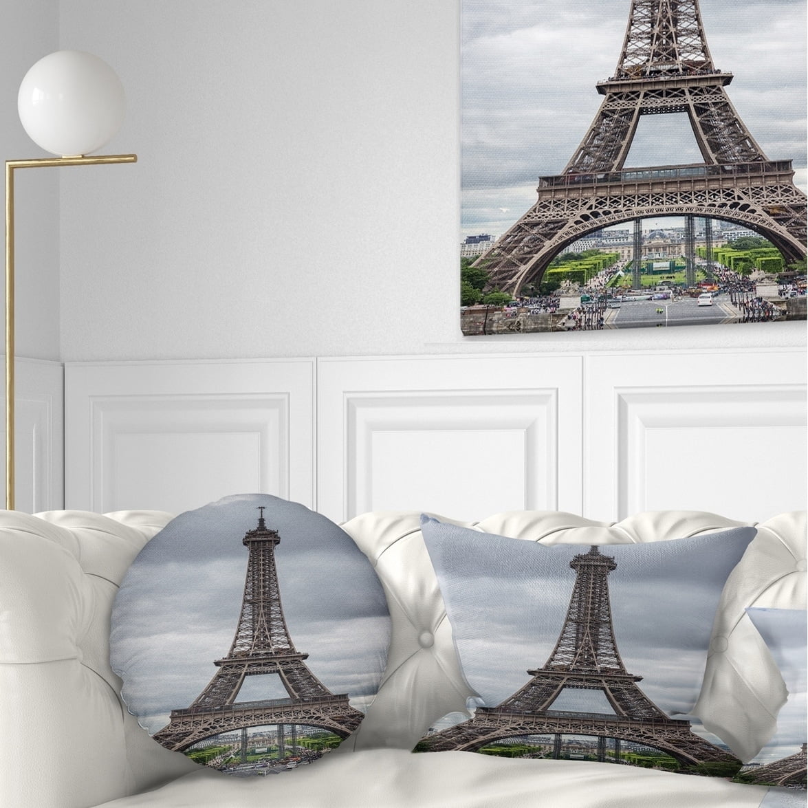 Design Art Designart Grayscale Paris Eiffel Tower Cityscape Photography Throw Pillow Walmart Com Walmart Com