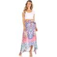 thumbnail image 5 of Sakkas Amaia Women's Maxi Floral Print Boho Summer Casual Long Wrap Skirt Cover-up - UM374-Multi - One Size, 5 of 5