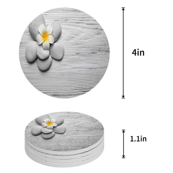 FMSHPON Fruit Rustic Old Wood Board Set of 4 Round Coaster for Drinks, Absorbent Ceramic Stone Coasters Cup Mat with Cork Base for Home Kitchen Room Coffee Table Bar Decor