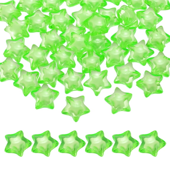Uxcell 50pcs Acrylic Star Beads, 18mm Star-Shaped Pony Loose Spacer Beads for Bracelets Jewelry Making DIY Crafts, Light Green