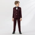 thumbnail image 4 of ZACPNCV Boy's Slim Fit Formal Suits 5 Piece Outfit for Ring Bearers Kids Dress Toddler Boy Tuxedo Homecoming Suits for Boys Burgundy 3-4 Years, 4 of 9