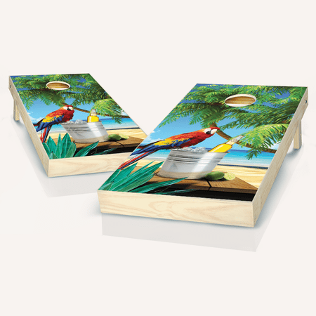Skip's Garage Parrot Solid Wood Cornhole Board Set