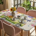 thumbnail image 3 of Spring Truck Floral Table Cloths for 4 Foot Rectangle Tables, Watercolor Garden Flowers Butterflies Beige Patio Waterproof Elastic Fitted Tablecloths, Washable Rectangular Table Cover for Camping, 3 of 8