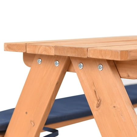 Kids Wooden Picnic Table Bench Set Outdoor Garden Yard Beach W