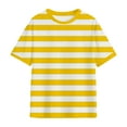 thumbnail image 4 of YVNAURA Womens 3D Printed Yellow Black Striped Tee Short Sleeve Round Neck Loose Oversized T Shirt Summer Festival Casual Top Vibrannt Cotton, Yellow,XL, 4 of 4