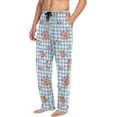 thumbnail image 5 of FREEAMG Rose Plaid Pajama Pants for Men, Men's Separate Bottoms, Comfortable Sleep Lounge Pj Pants, 5 of 7