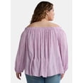thumbnail image 3 of Terra & Sky Women's Plus Size Off The Shoulder Blouse with Long Sleeves, Sizes 0X-4X, 3 of 5