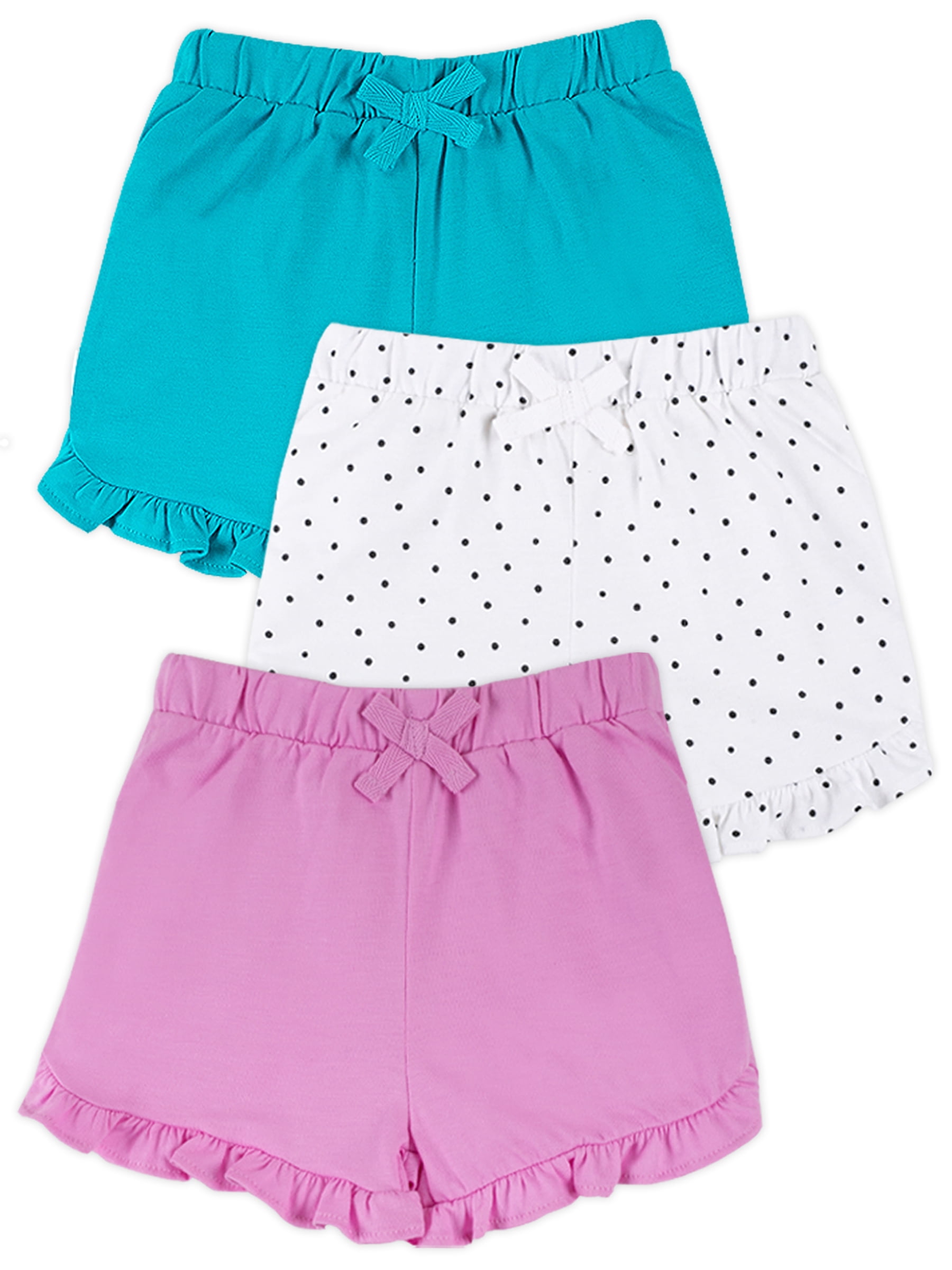 Little Star Organic Baby Girl Ruffle Shorts, 3pack