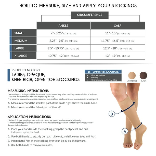 Truform Sheer Compression Stockings, 15-20 mmHg, Women's Knee High Length,  Open Toe, 20 Denier, Medium (1 Pair)