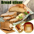 thumbnail image 2 of CNKOO Bamboo Bread Guide Bagel Cutter Homemade Bread loaf Cutting Wooden Tray, 2 of 6