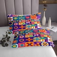 thumbnail image 3 of Watercolor Geometric Queen Quilt Set,Mexican Talavera Tile Bedding Set for Kids Adults Room Decor,Colorful Rainbow Geometry Bedspread Set Abstract Style Quilts Bed Set 3Pcs, 3 of 5