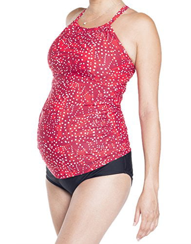 Oceanlily Cross Back Maternity Swimwear-Pregnancy Swimsuits-Bathing Suit-Maternity Tankini Top 