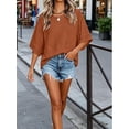 thumbnail image 4 of Summer Oversize Women Solid Color Half Sleeve Loose Shirt Tee Casual Tops, 4 of 6