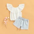 thumbnail image 2 of Vedolay Summer Short Sets Girls' Active Shorts Set - 2 Piece Short Sleeve T-Shirt and Shorts,White 3-4 Years, 2 of 5